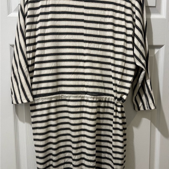 GAP Size L Cotton Knit Ivory Gray Striped Nautical Dress Rope Bow Belt R $69 - Picture 5 of 11